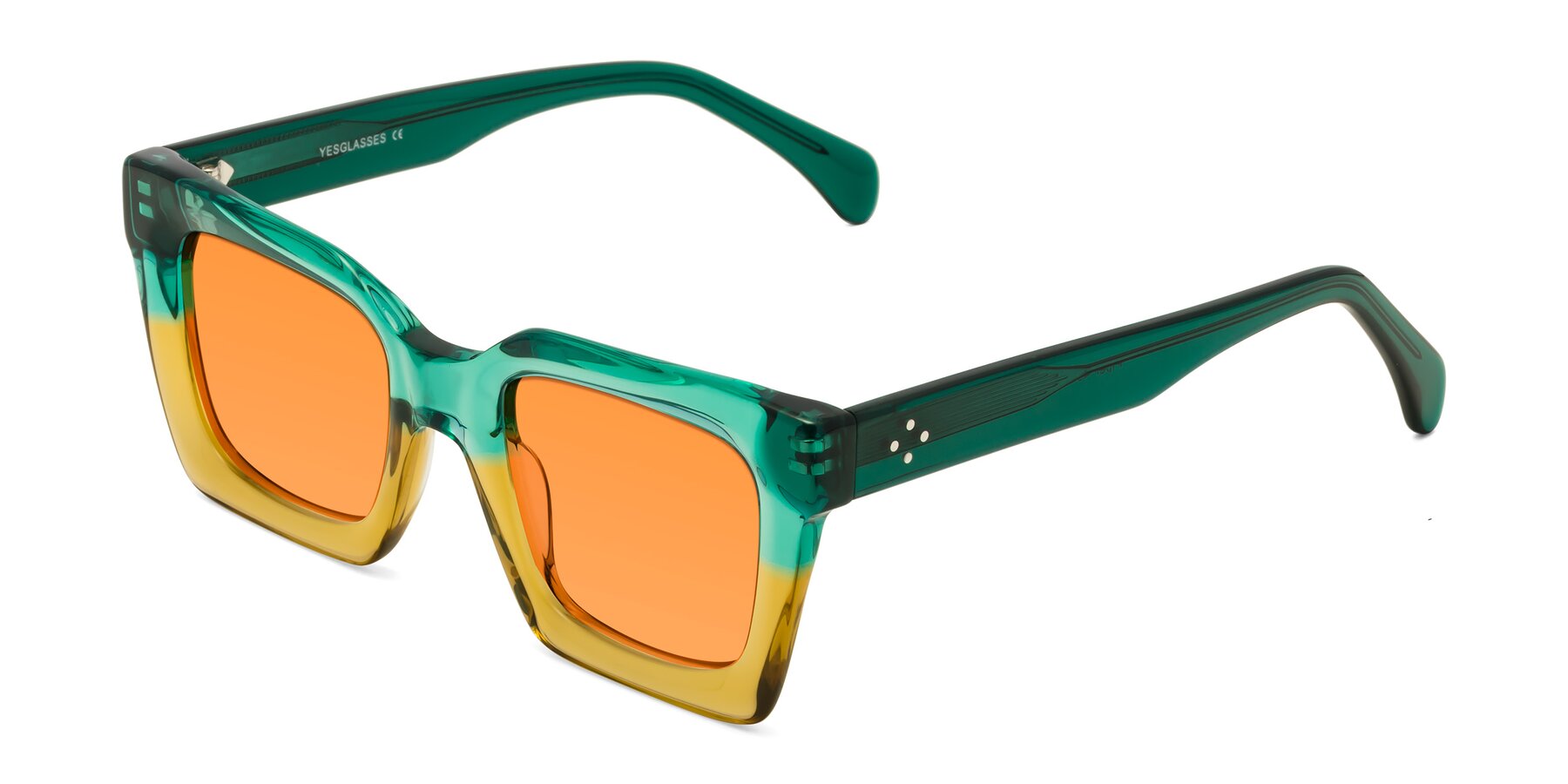 Angle of Piper in Green-Champagne with Orange Tinted Lenses