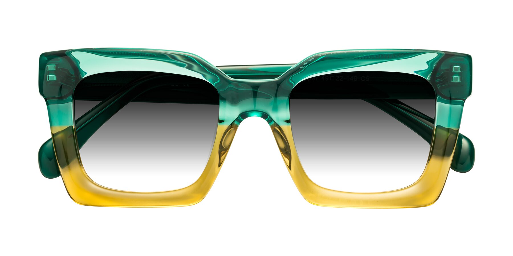 Folded Front of Piper in Green-Champagne with Gray Gradient Lenses