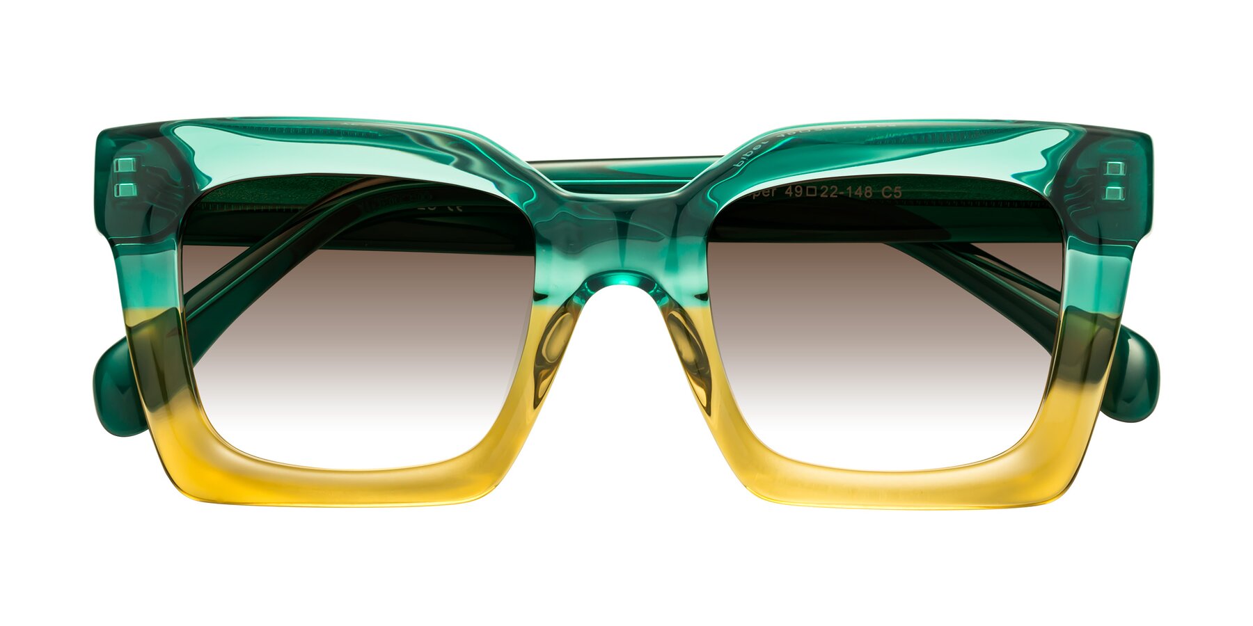 Folded Front of Piper in Green-Champagne with Brown Gradient Lenses