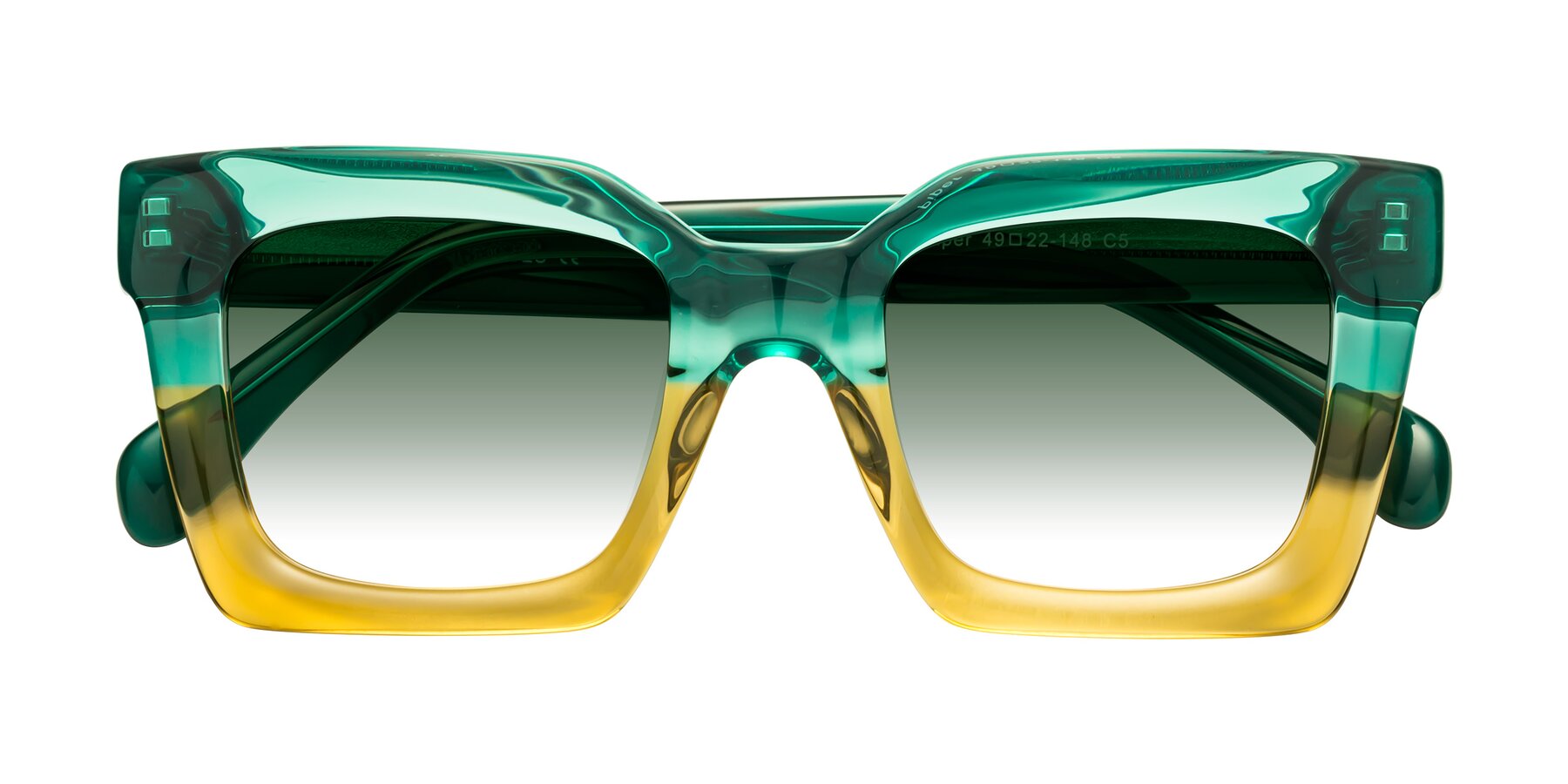 Folded Front of Piper in Green-Champagne with Green Gradient Lenses