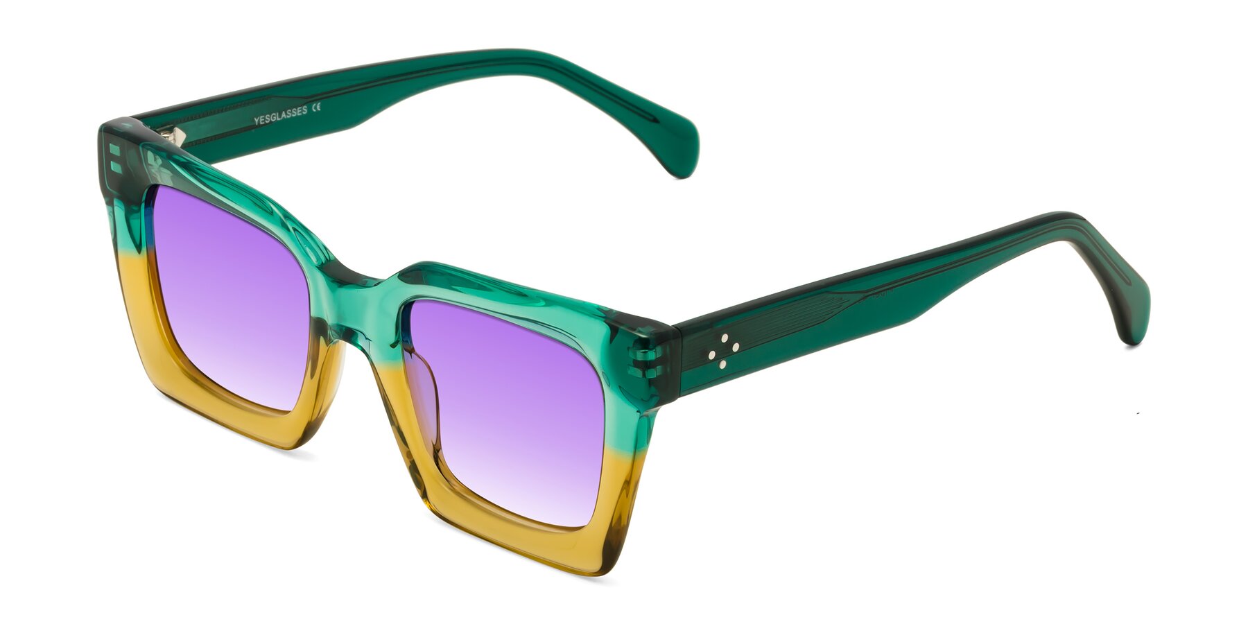 Angle of Piper in Green-Champagne with Purple Gradient Lenses