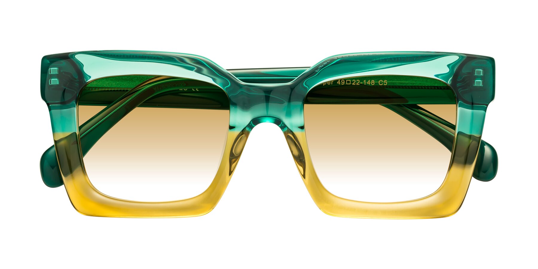 Folded Front of Piper in Green-Champagne with Champagne Gradient Lenses