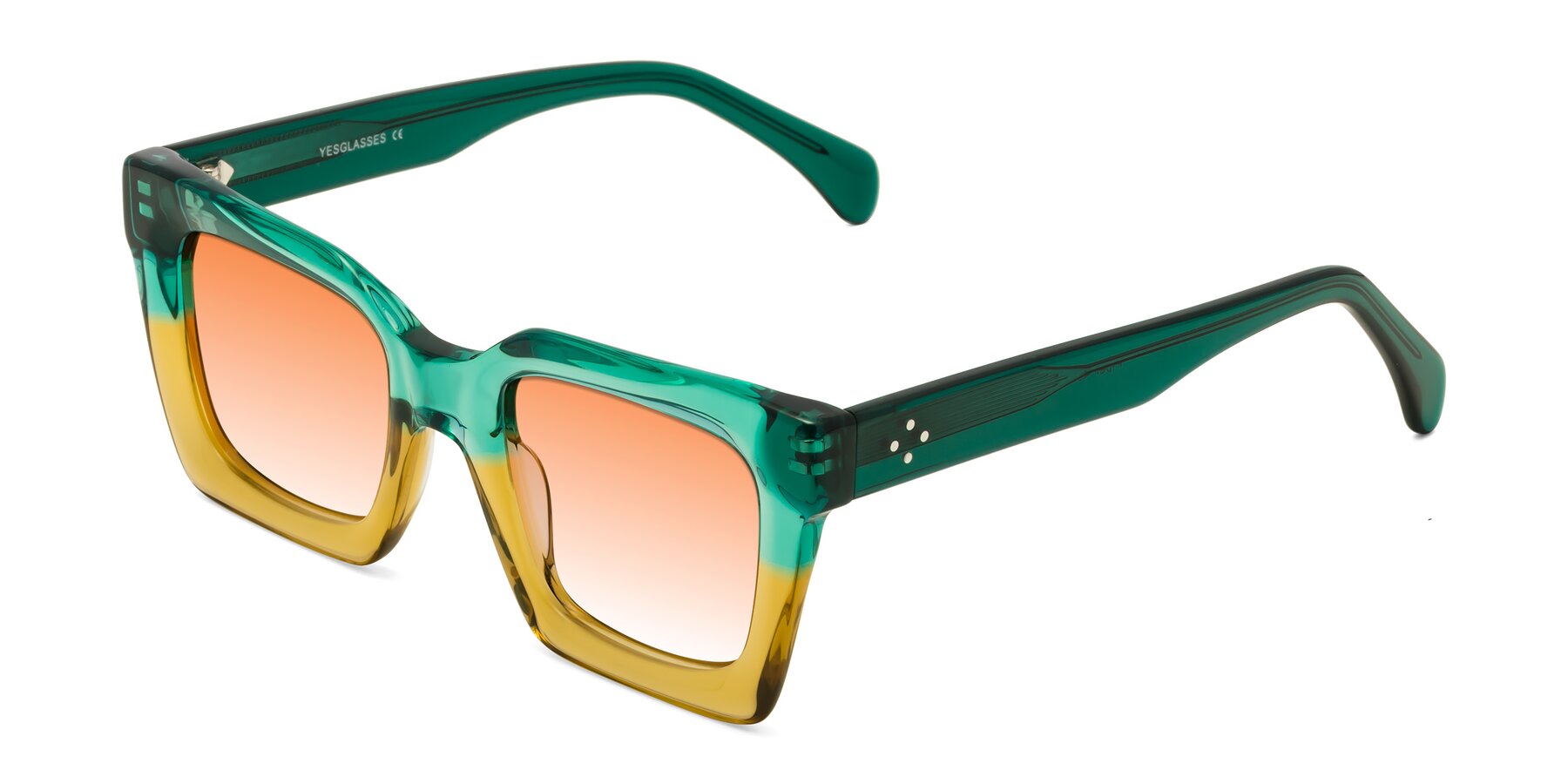Angle of Piper in Green-Champagne with Orange Gradient Lenses