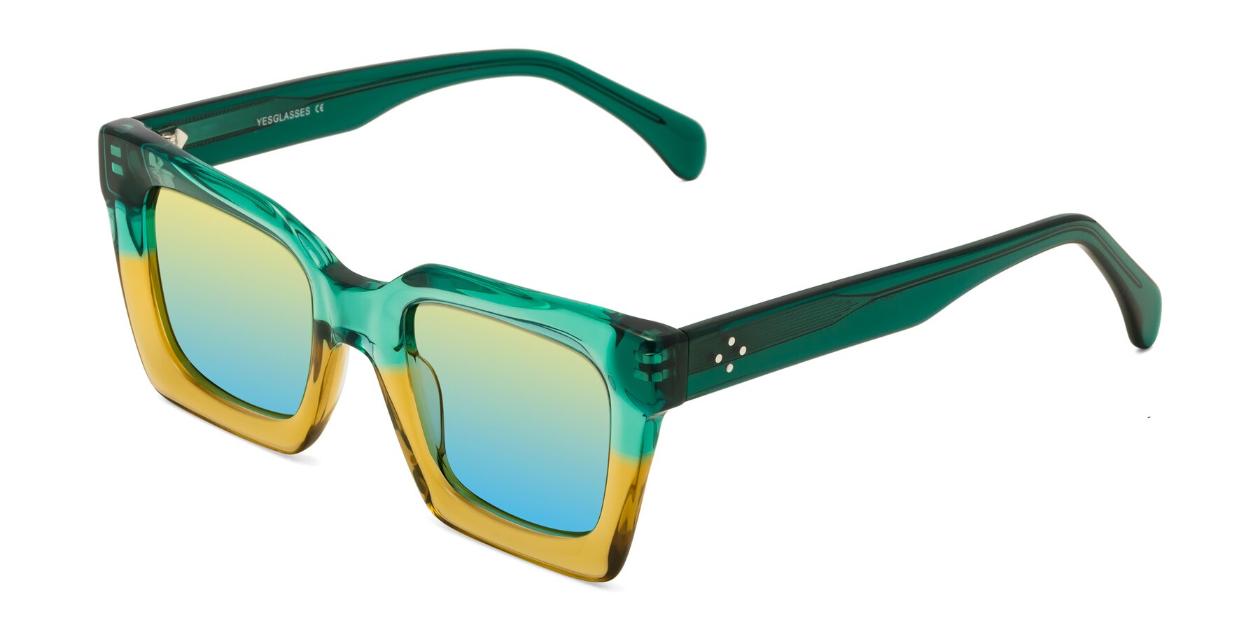 Angle of Piper in Green-Champagne with Yellow / Blue Gradient Lenses