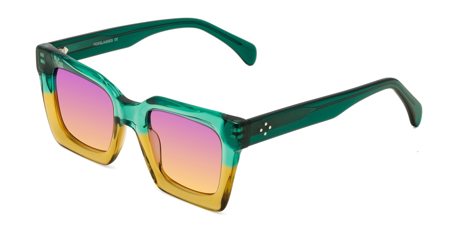 Angle of Piper in Green-Champagne with Purple / Yellow Gradient Lenses
