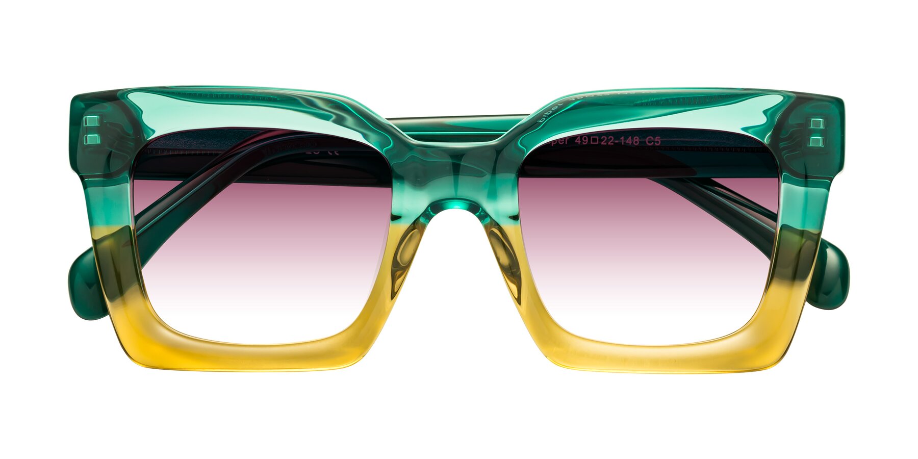 Folded Front of Piper in Green-Champagne with Wine Gradient Lenses