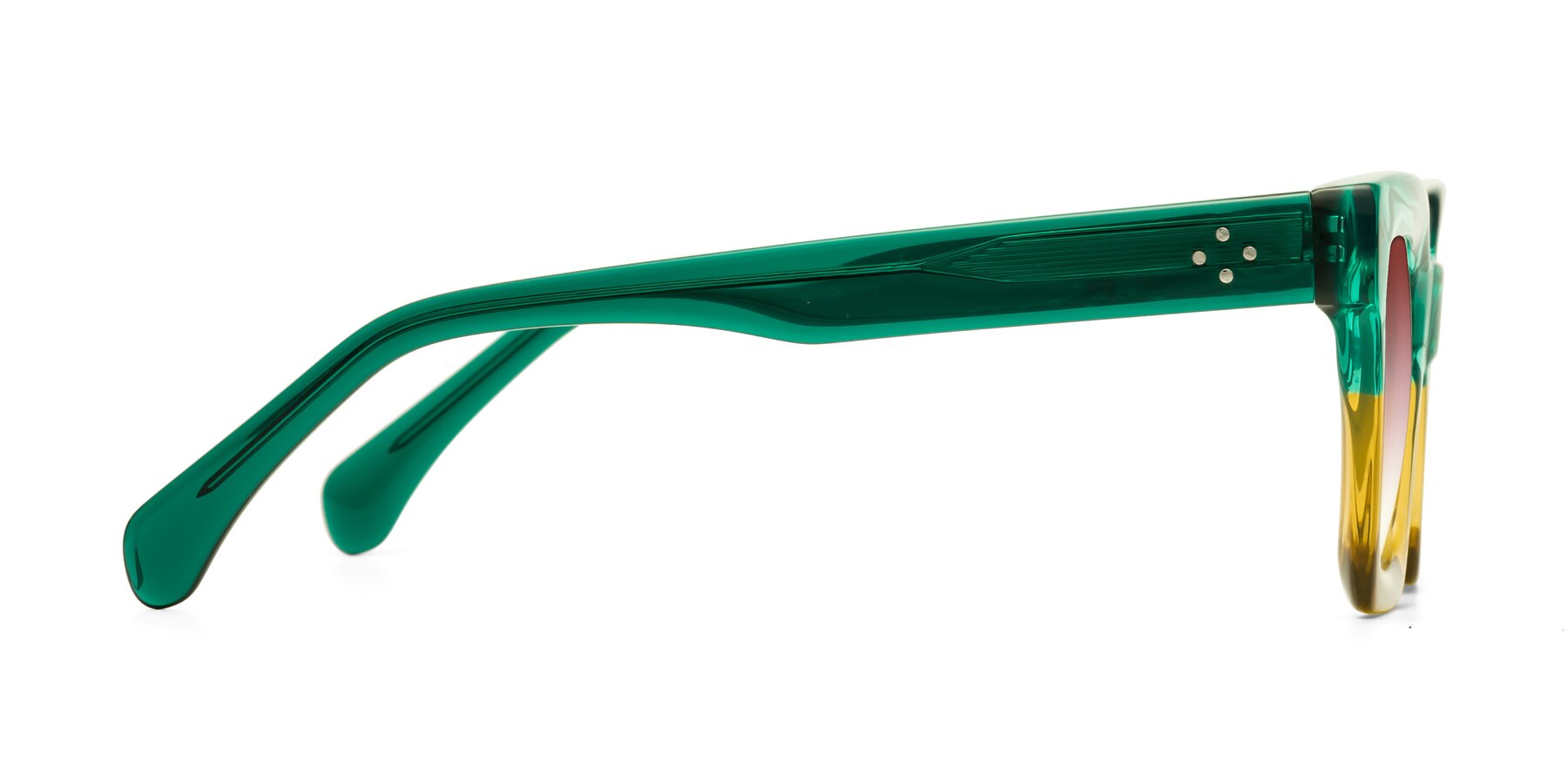 Side of Piper in Green-Champagne with Garnet Gradient Lenses