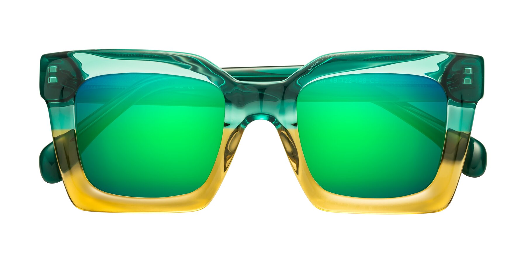 Folded Front of Piper in Green-Champagne with Green Mirrored Lenses