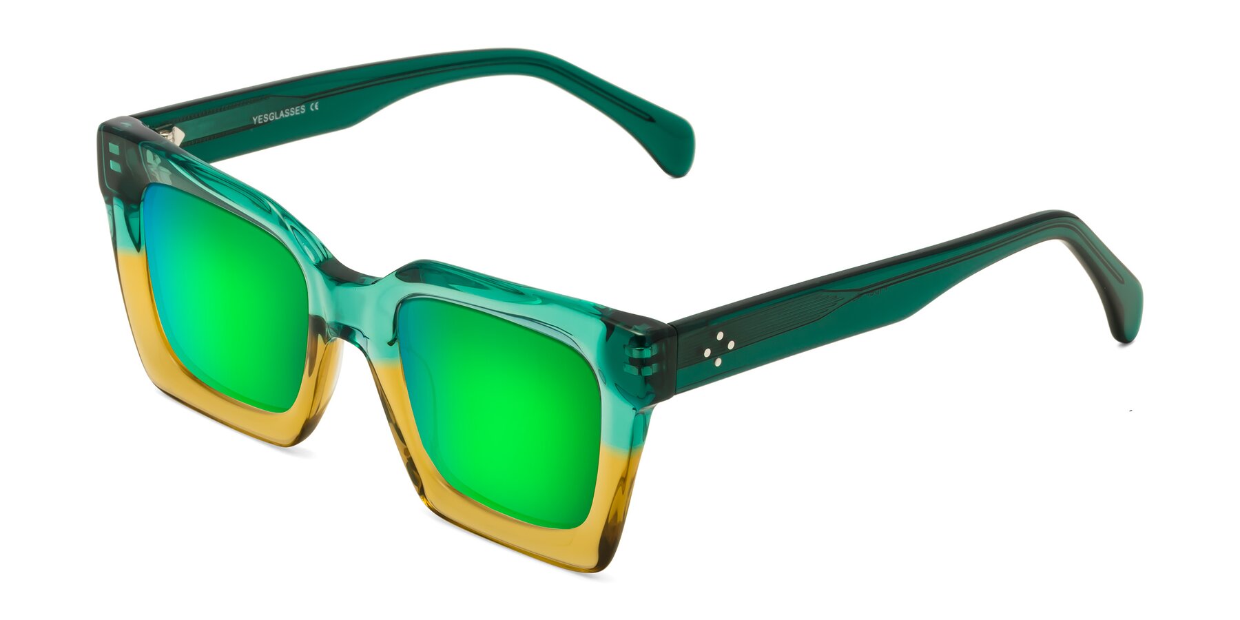 Angle of Piper in Green-Champagne with Green Mirrored Lenses