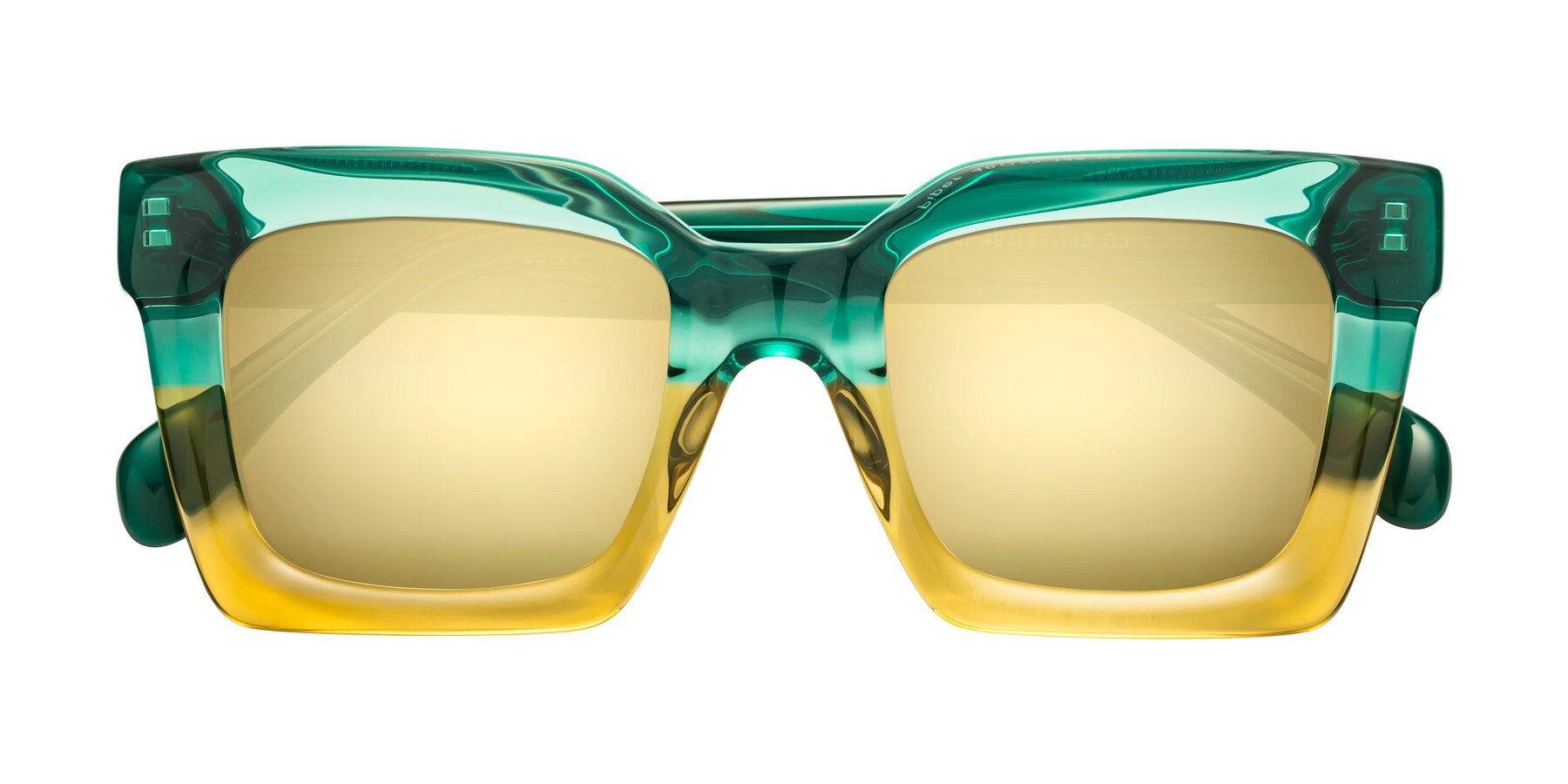Folded Front of Piper in Green-Champagne with Gold Mirrored Lenses