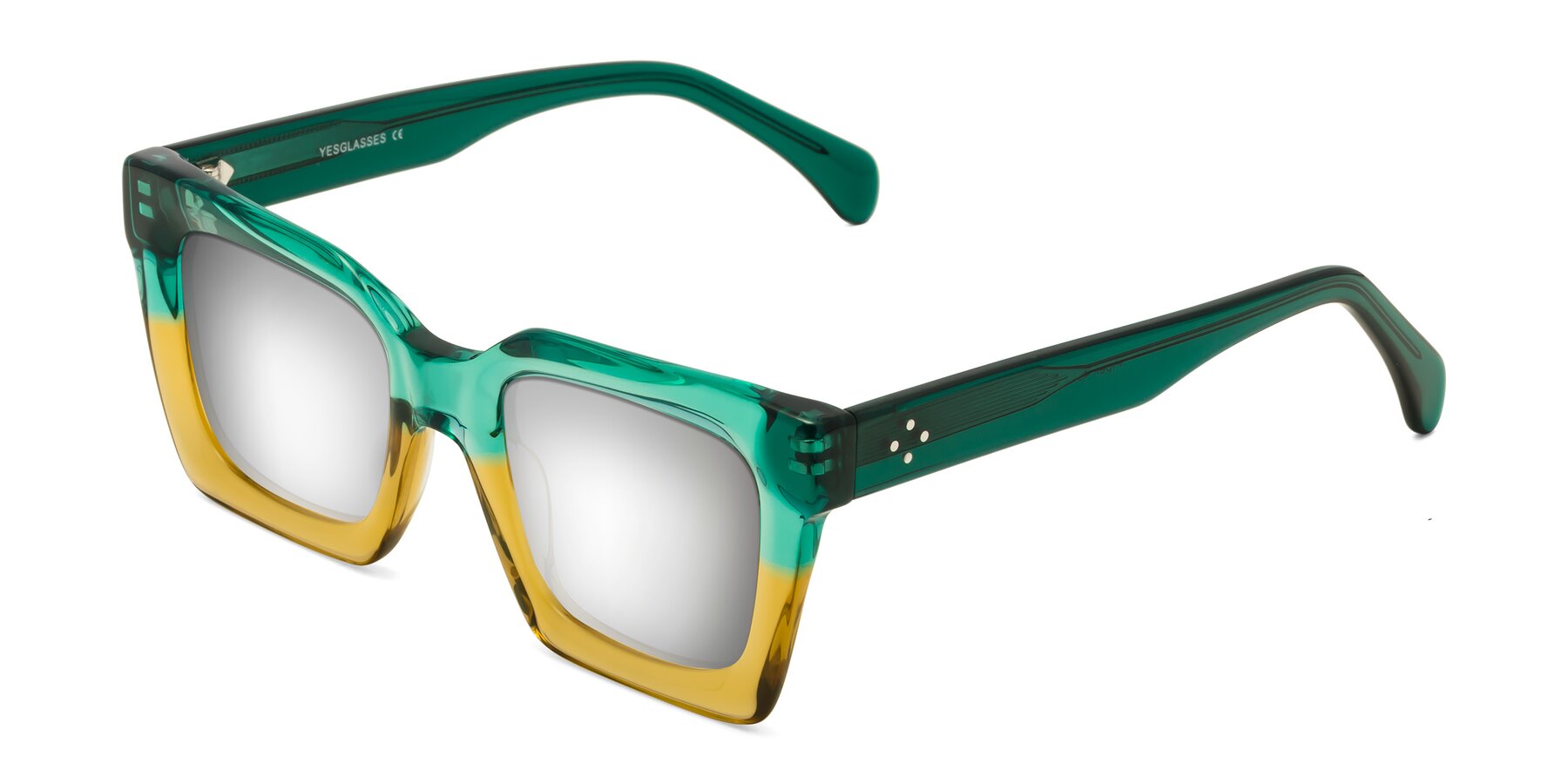 Angle of Piper in Green-Champagne with Silver Mirrored Lenses