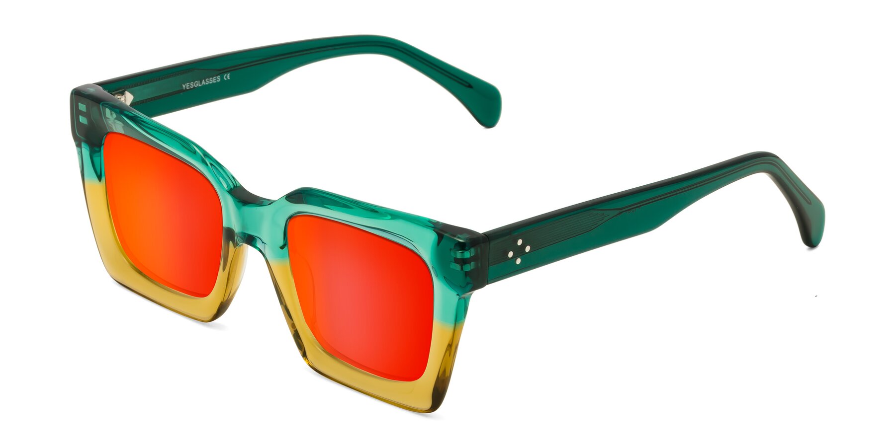 Angle of Piper in Green-Champagne with Red Gold Mirrored Lenses