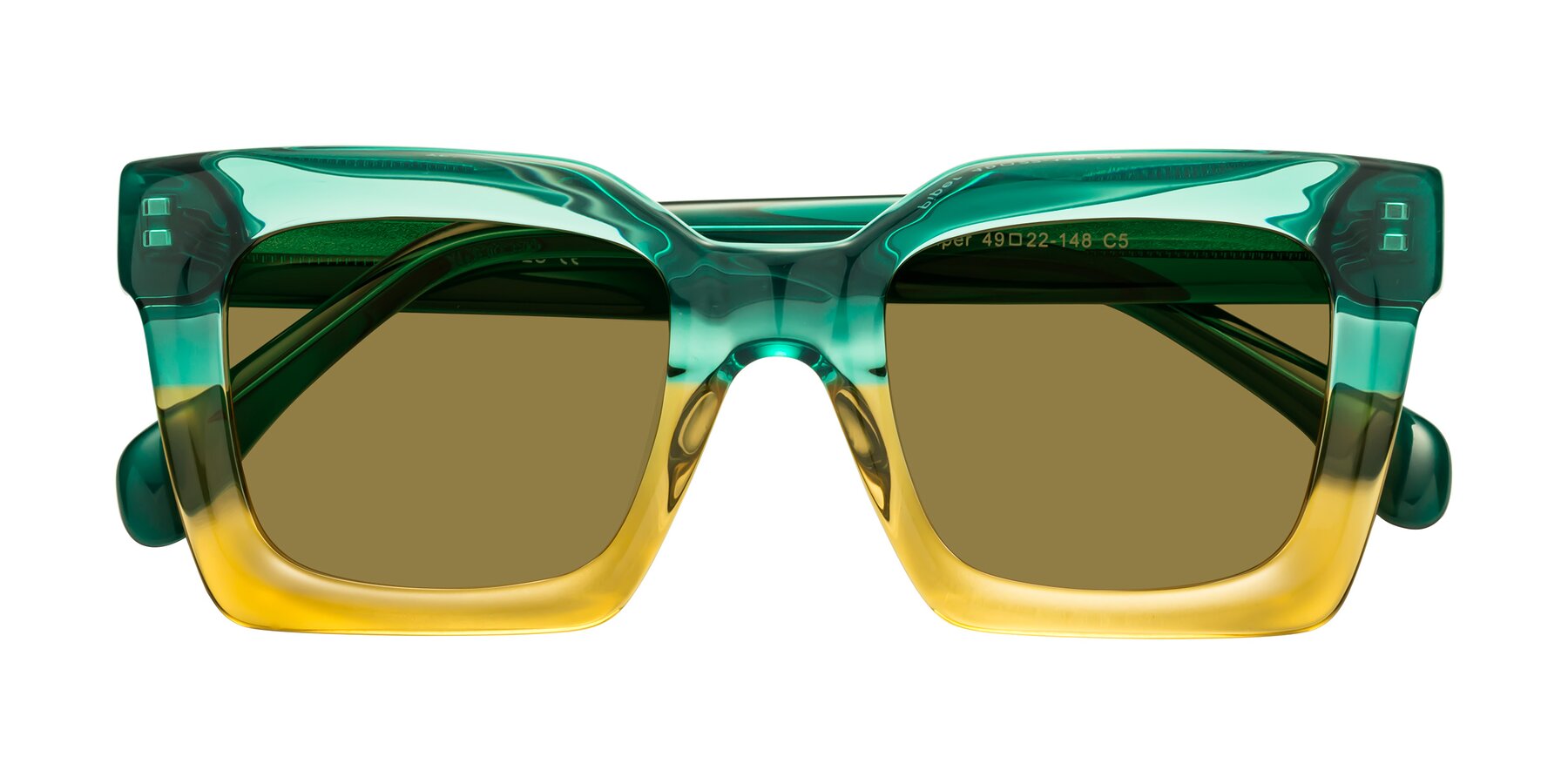 Folded Front of Piper in Green-Champagne with Brown Polarized Lenses