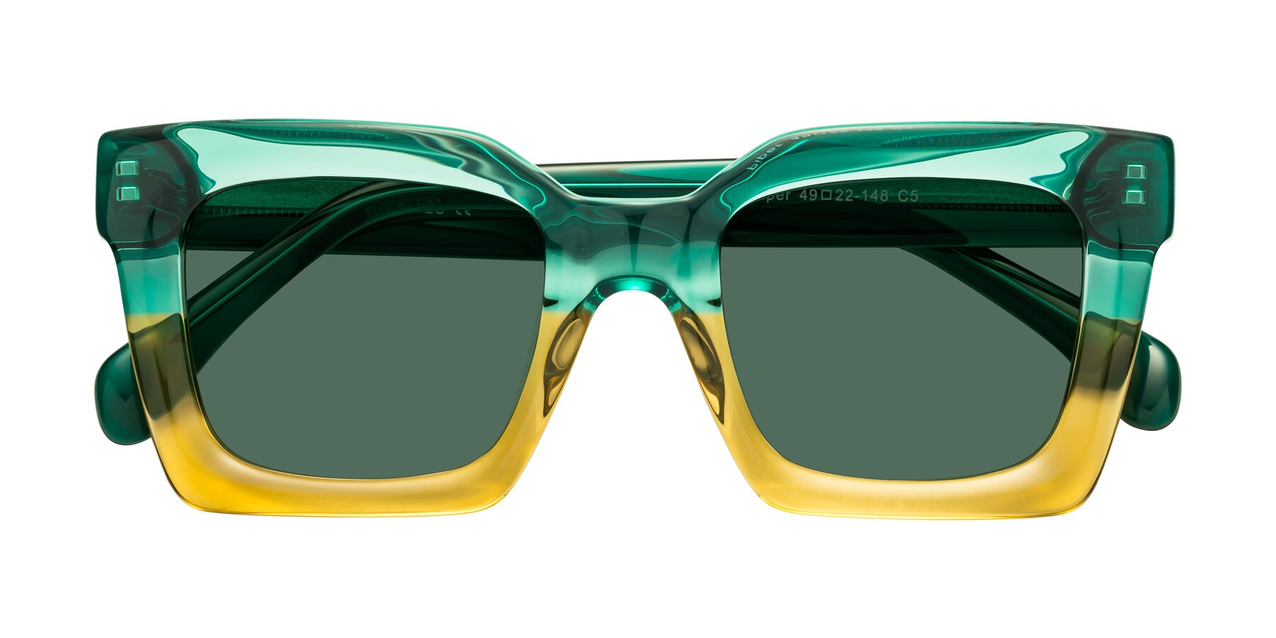 Folded Front of Piper in Green-Champagne with Green Polarized Lenses