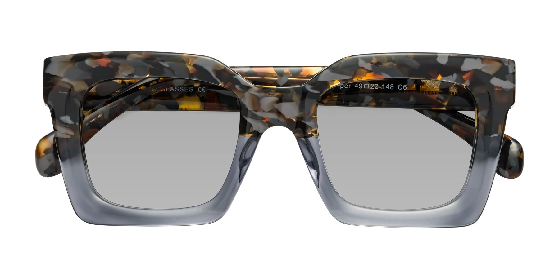 Folded Front of Piper in Floral-Livid with Light Gray Tinted Lenses