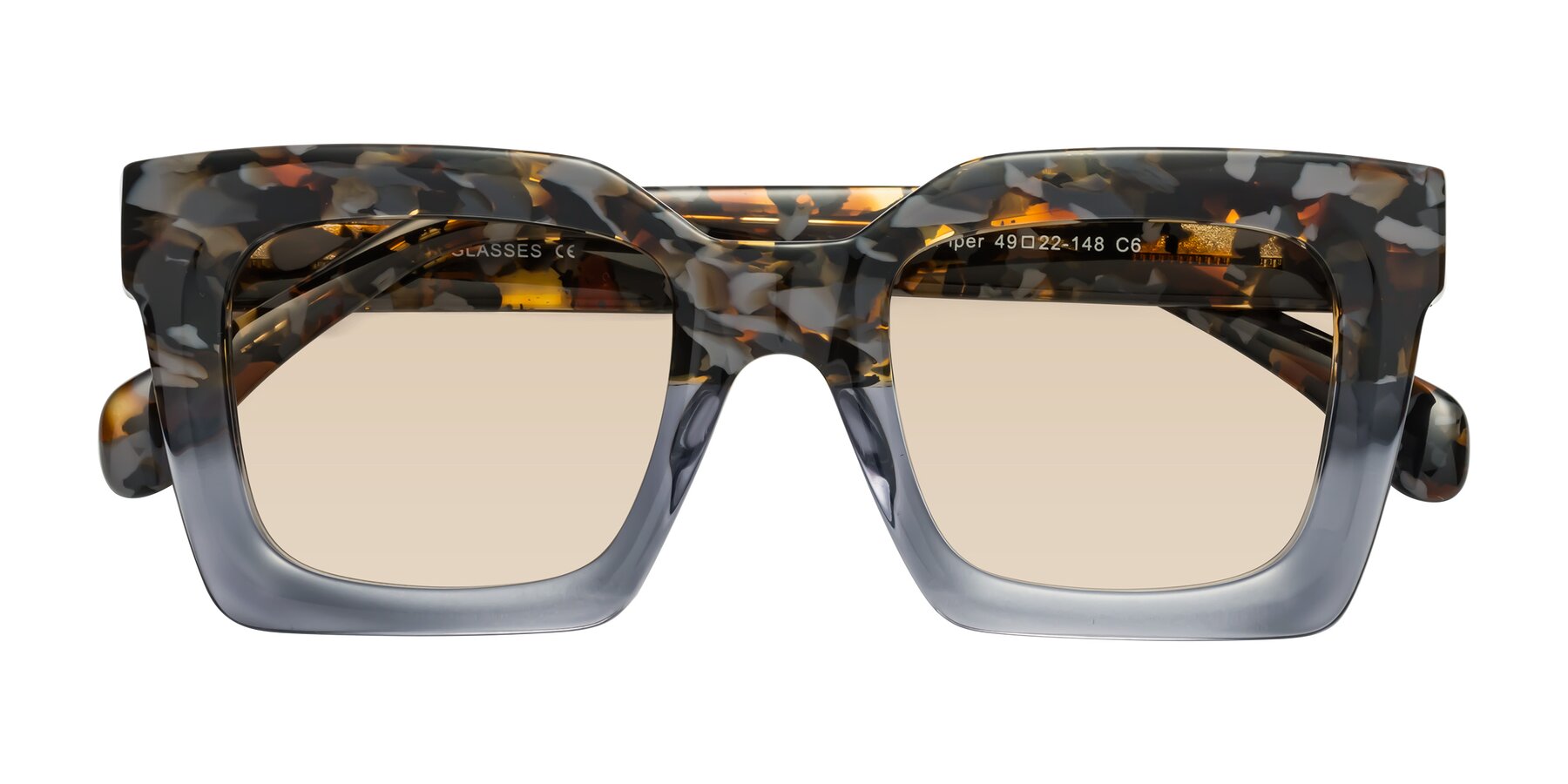 Folded Front of Piper in Floral-Livid with Light Brown Tinted Lenses