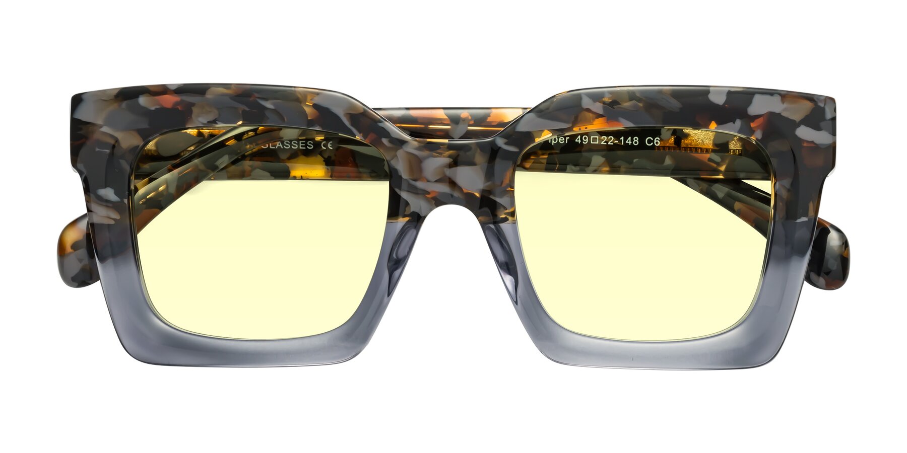 Folded Front of Piper in Floral-Livid with Light Yellow Tinted Lenses