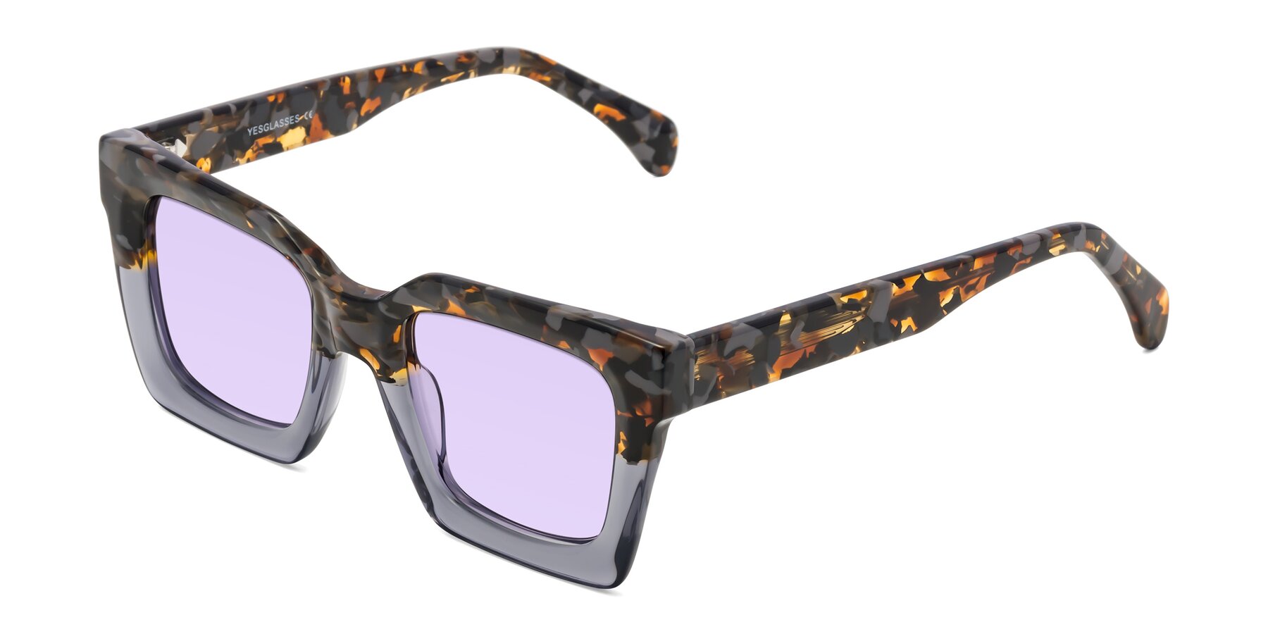 Angle of Piper in Floral-Livid with Light Purple Tinted Lenses