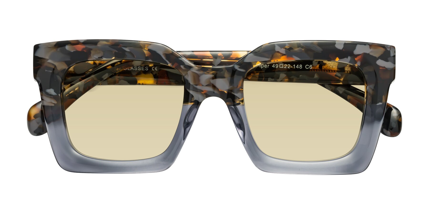 Folded Front of Piper in Floral-Livid with Light Champagne Tinted Lenses