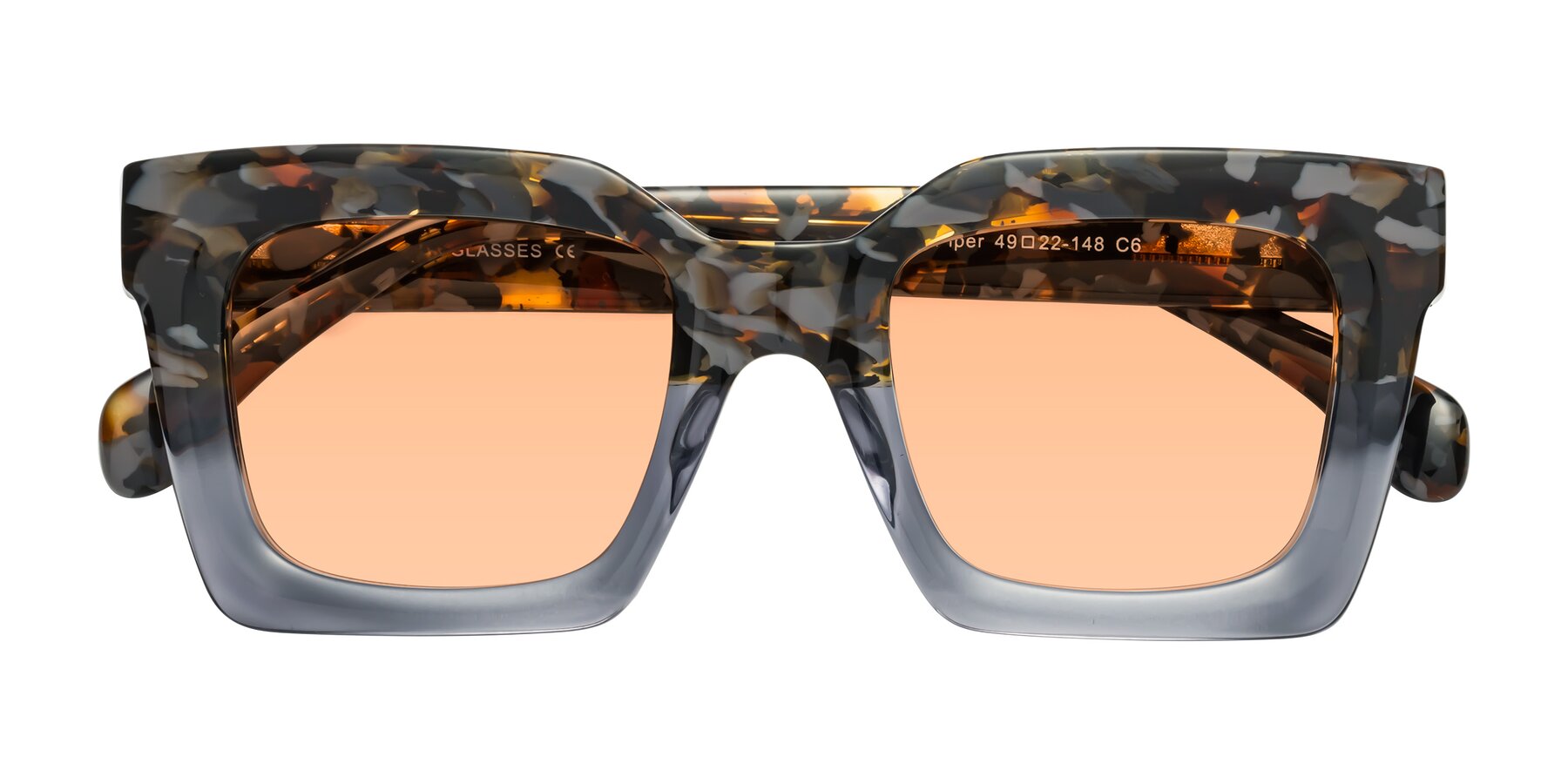 Folded Front of Piper in Floral-Livid with Light Orange Tinted Lenses