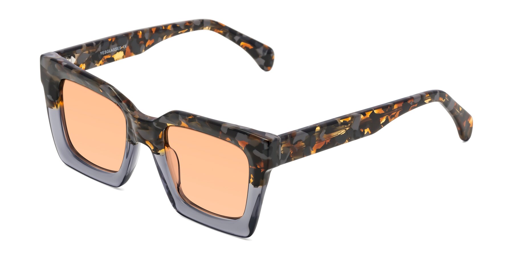 Angle of Piper in Floral-Livid with Light Orange Tinted Lenses
