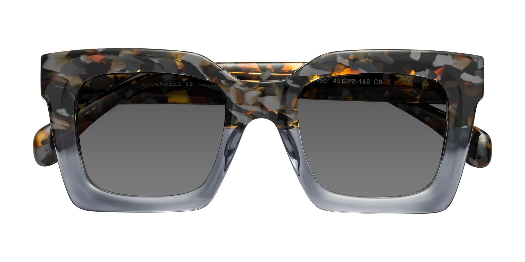 Folded Front of Piper in Floral-Livid with Medium Gray Tinted Lenses