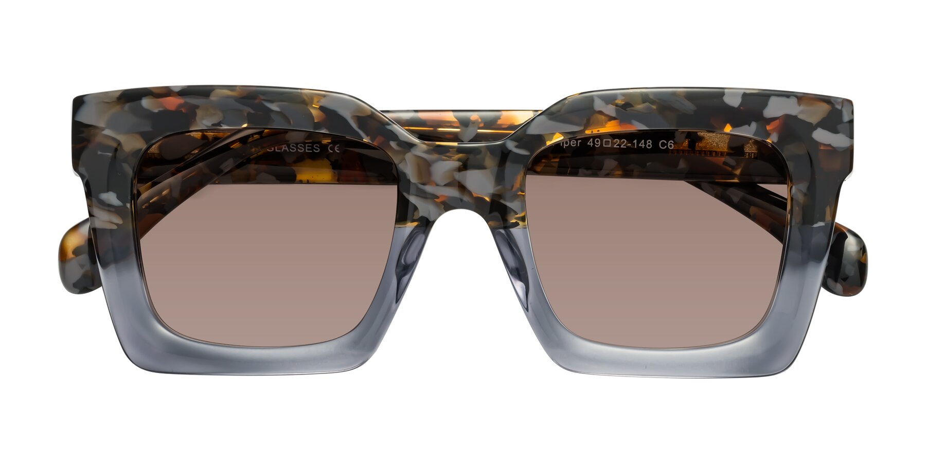 Folded Front of Piper in Floral-Livid with Medium Brown Tinted Lenses
