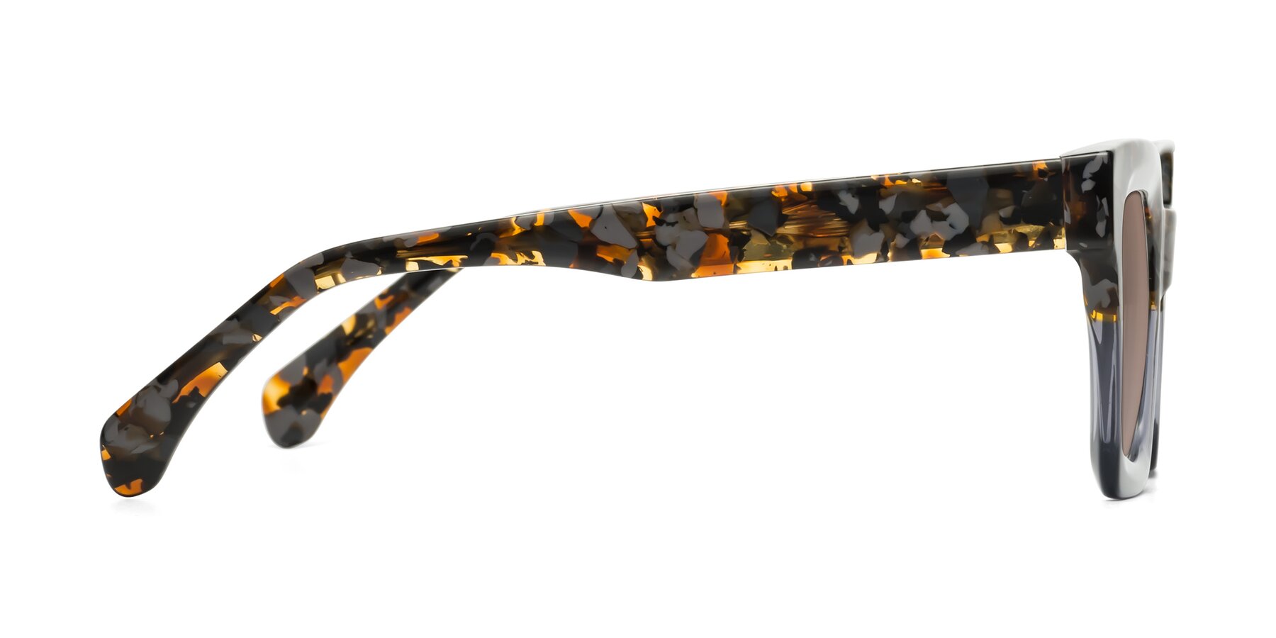 Side of Piper in Floral-Livid with Medium Brown Tinted Lenses