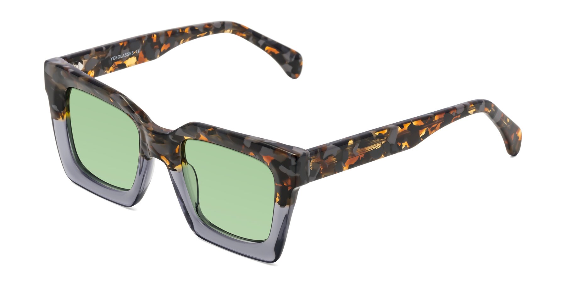 Angle of Piper in Floral-Livid with Medium Green Tinted Lenses