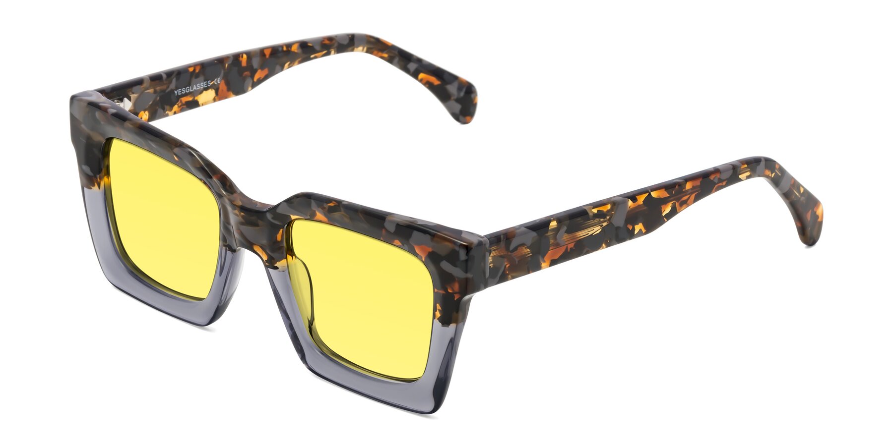 Angle of Piper in Floral-Livid with Medium Yellow Tinted Lenses