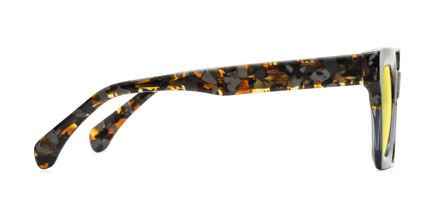 Side of Piper in Floral-Livid with Medium Yellow Tinted Lenses