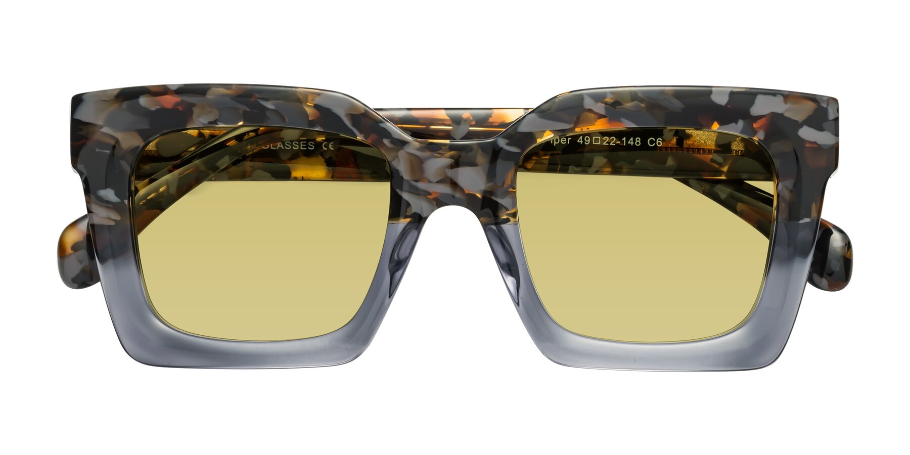 Folded Front of Piper in Floral-Livid with Medium Champagne Tinted Lenses