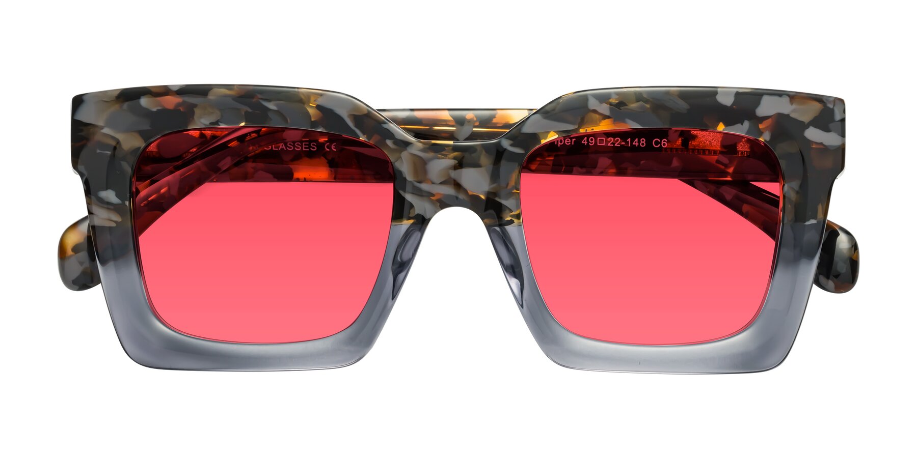 Folded Front of Piper in Floral-Livid with Red Tinted Lenses