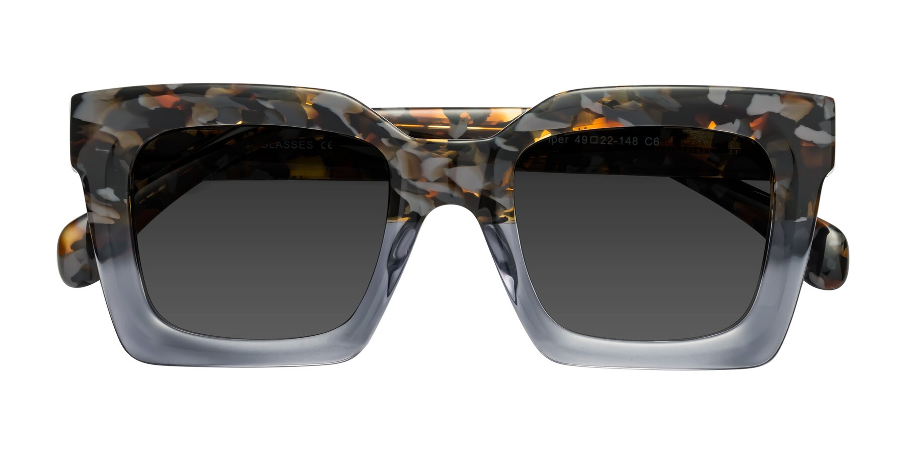Folded Front of Piper in Floral-Livid with Gray Tinted Lenses