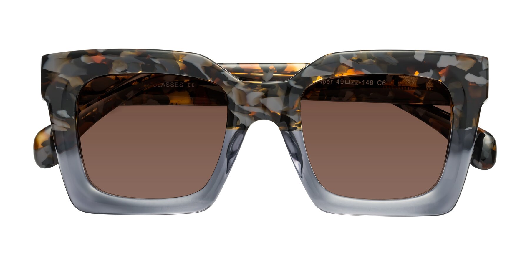 Folded Front of Piper in Floral-Livid with Brown Tinted Lenses