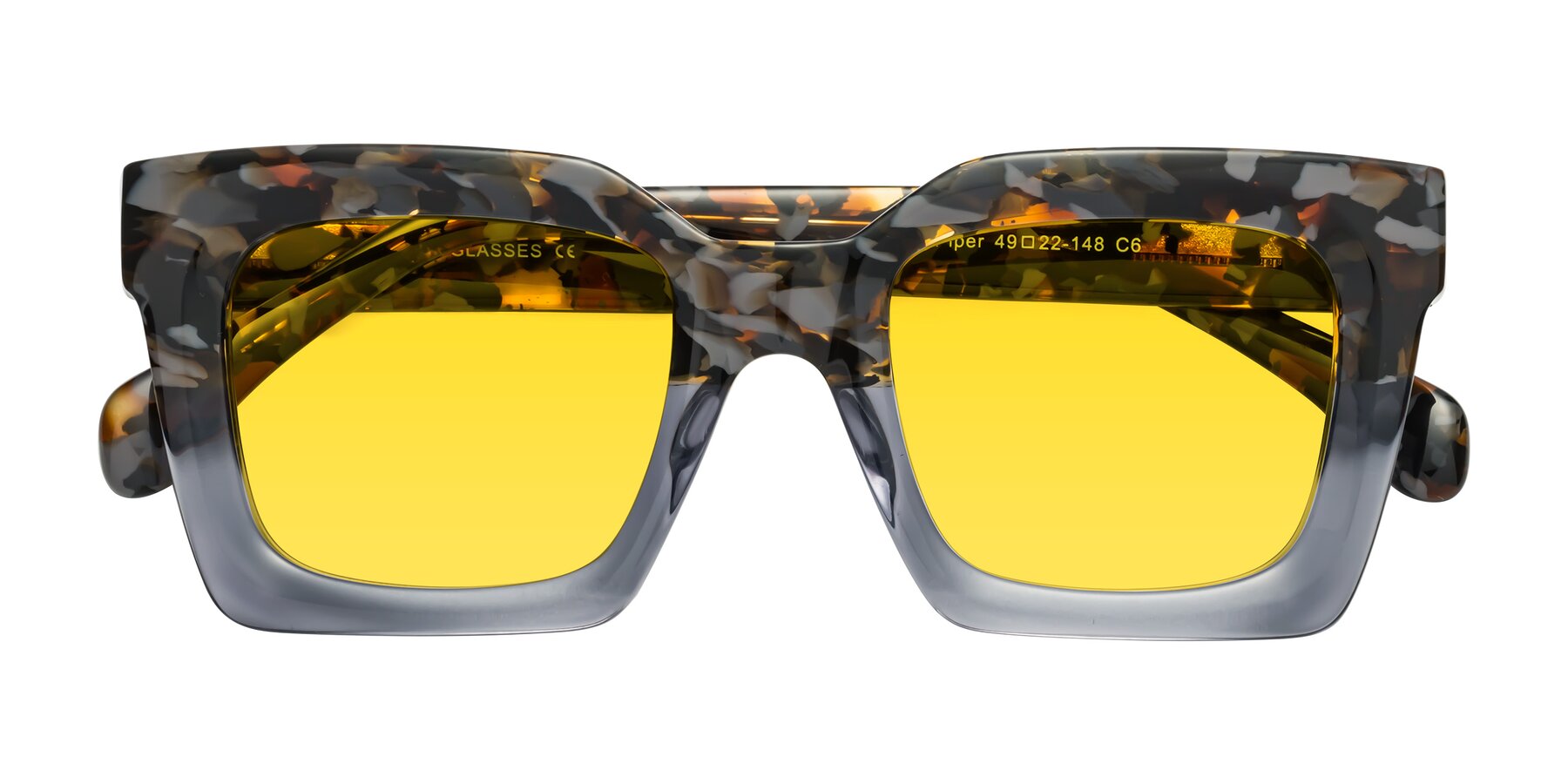 Folded Front of Piper in Floral-Livid with Yellow Tinted Lenses