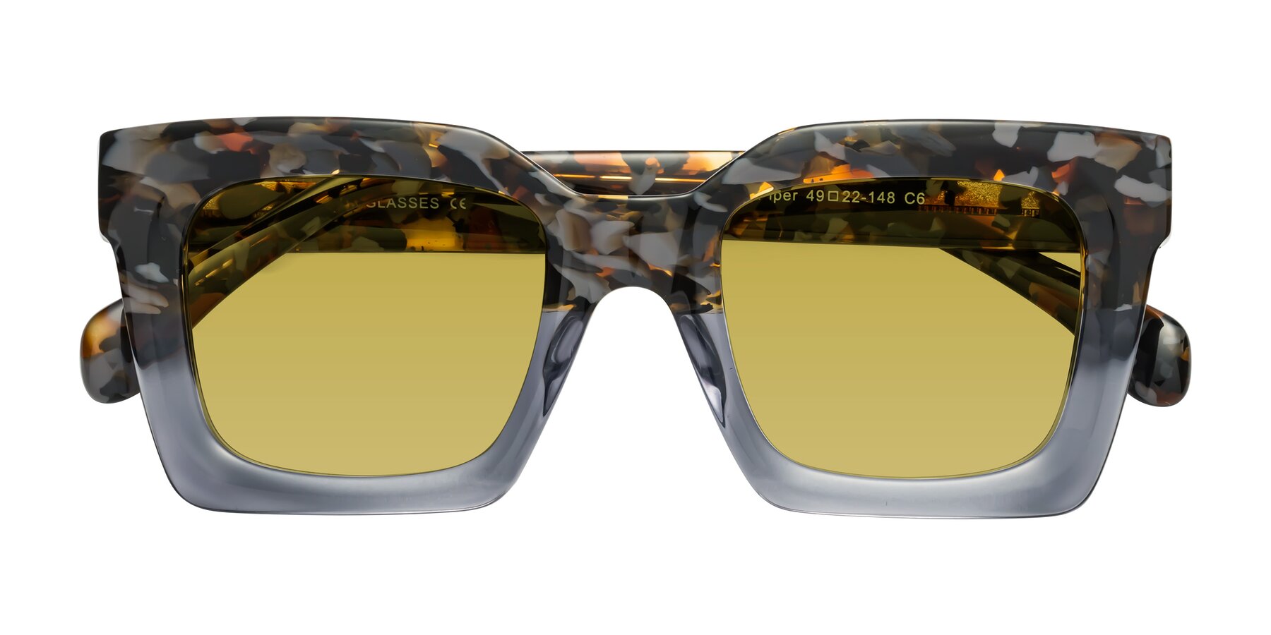 Folded Front of Piper in Floral-Livid with Champagne Tinted Lenses
