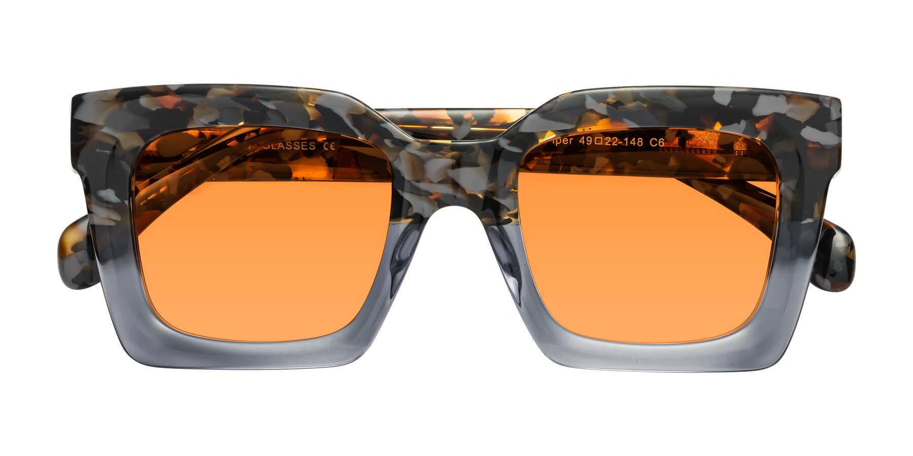 Folded Front of Piper in Floral-Livid with Orange Tinted Lenses