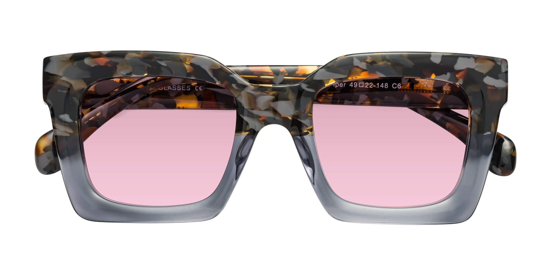 Folded Front of Piper in Floral-Livid with Light Wine Tinted Lenses