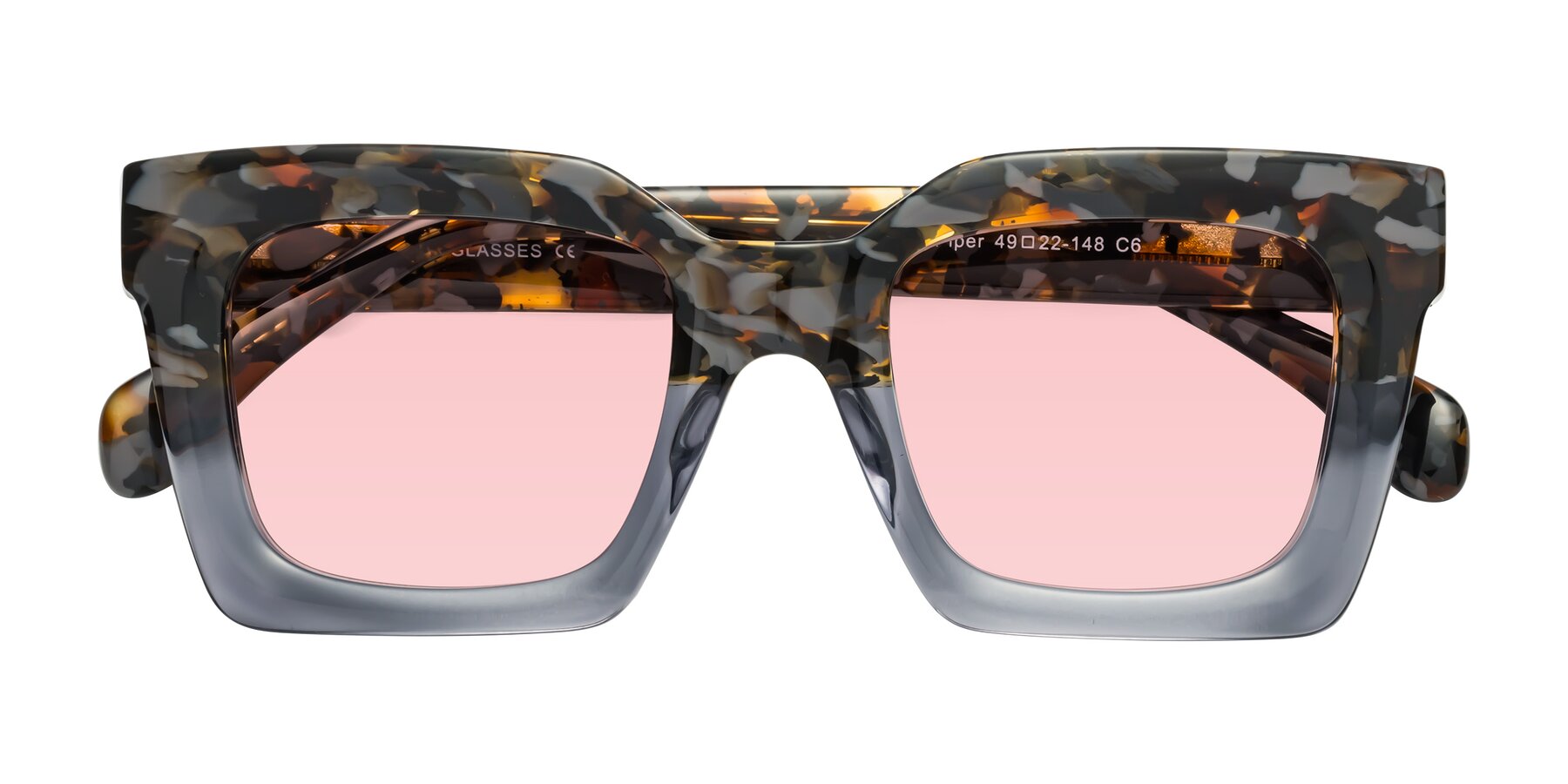 Folded Front of Piper in Floral-Livid with Light Garnet Tinted Lenses