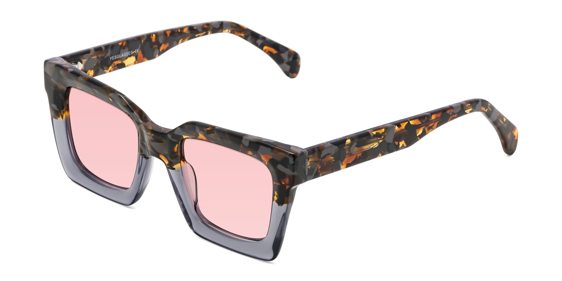 Angle of Piper in Floral-Livid with Light Garnet Tinted Lenses