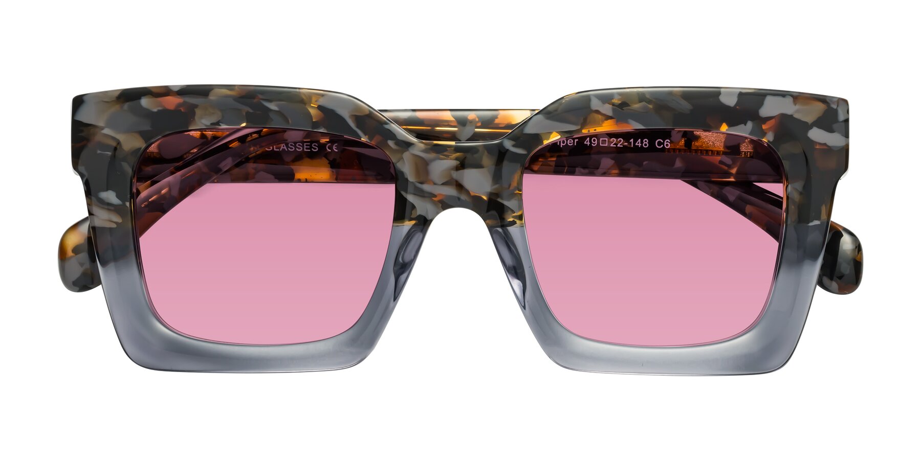 Folded Front of Piper in Floral-Livid with Medium Wine Tinted Lenses