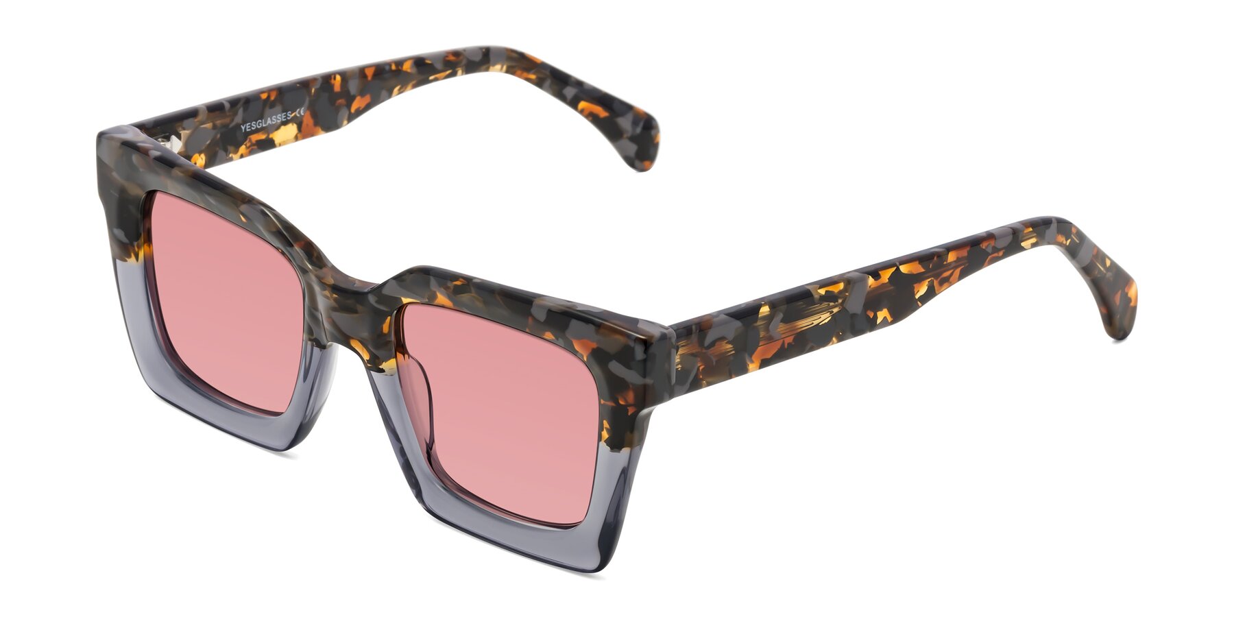 Angle of Piper in Floral-Livid with Medium Garnet Tinted Lenses