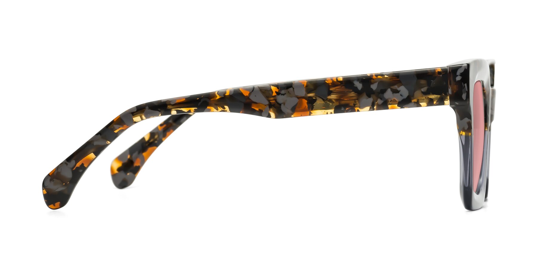 Side of Piper in Floral-Livid with Medium Garnet Tinted Lenses