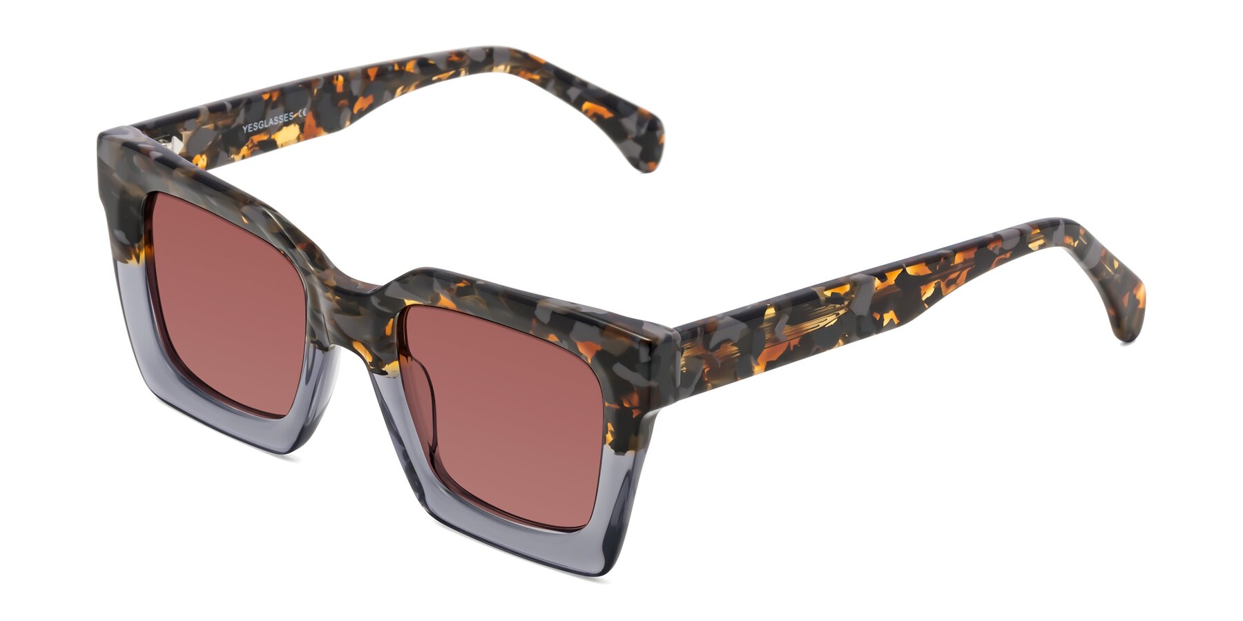 Angle of Piper in Floral-Livid with Garnet Tinted Lenses