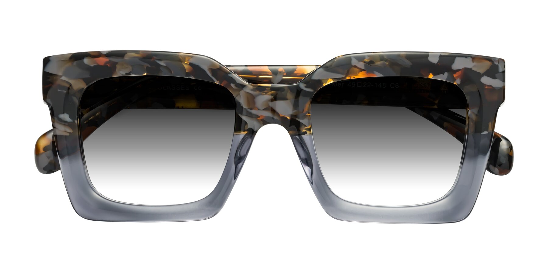 Folded Front of Piper in Floral-Livid with Gray Gradient Lenses