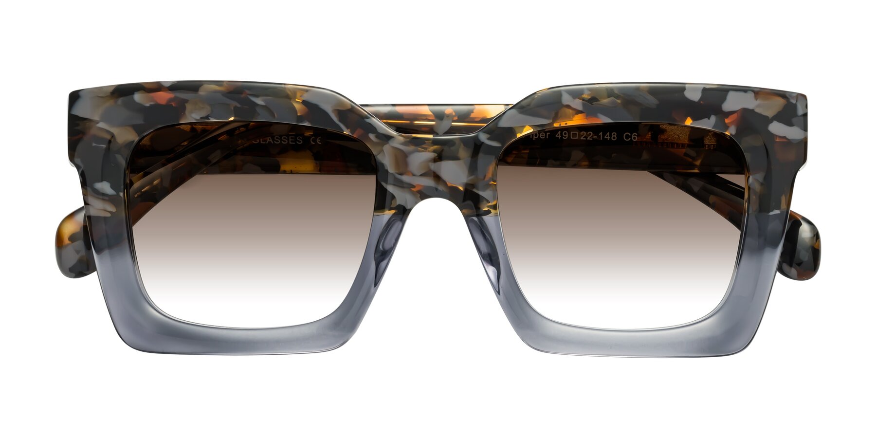 Folded Front of Piper in Floral-Livid with Brown Gradient Lenses