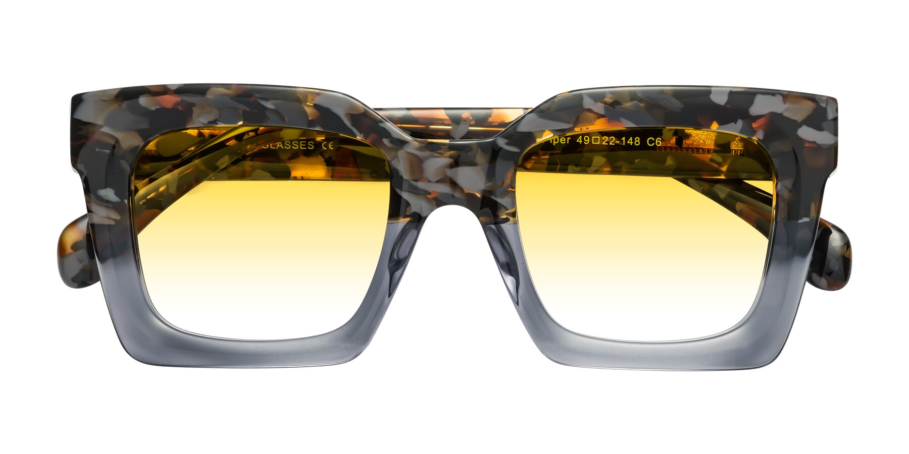 Folded Front of Piper in Floral-Livid with Yellow Gradient Lenses