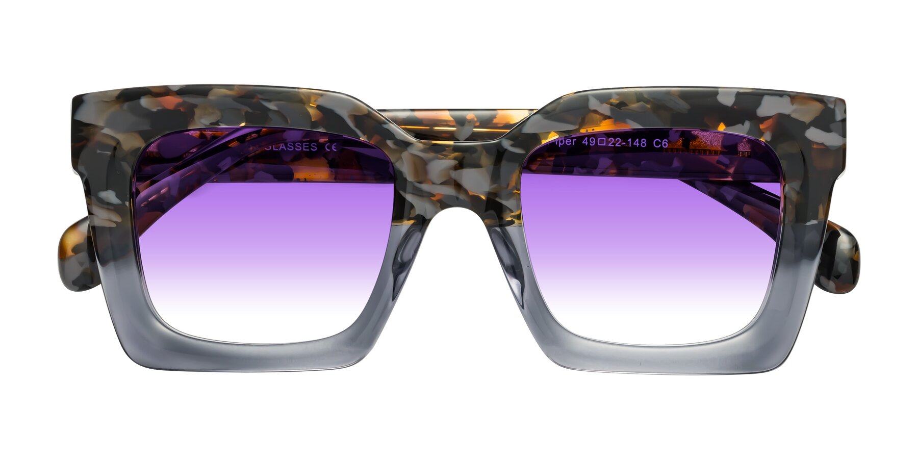 Folded Front of Piper in Floral-Livid with Purple Gradient Lenses