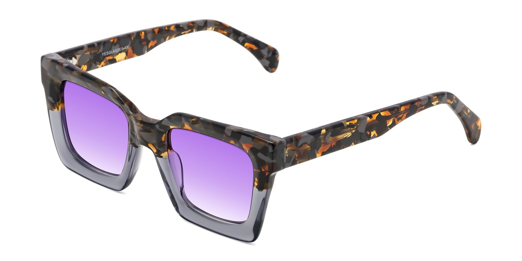 Angle of Piper in Floral-Livid with Purple Gradient Lenses